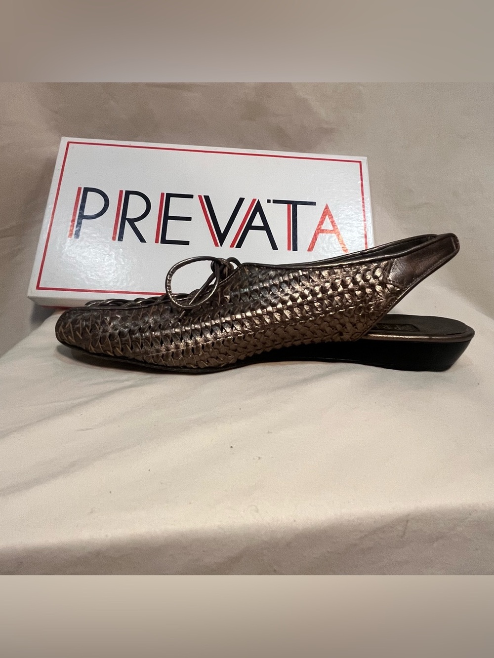 PREVATA Italian “Daimler” Apogeo Pewter Woven Leather, Original 80’s Vintage